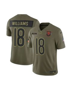 Men's Chicago Bears #18 Caleb Williams Olive 2025 Salute to Service Retired Limited Jersey