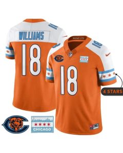 Men's Chicago Bears #18 Caleb Williams Orange Alternate City Edition With Chicago Flag Vapor F.U.S.E. Untouchable Limited Jersey