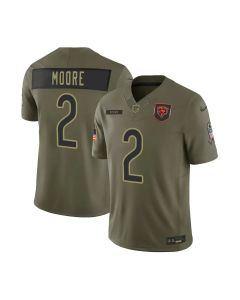 Men's Chicago Bears #2 D.J. Moore Olive 2025 Salute to Service Retired Limited Jersey (Olive)