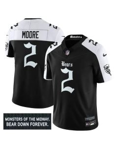 Men's Chicago Bears #2 DJ Moore Black Alternate 'Gothic Monsters Edition' Vapor F.U.S.E. Limited Jersey