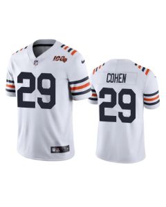 Men's Chicago Bears #29 Tarik Cohen White 2019 100th Season Limited Stitched NFL Jersey