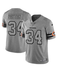 Men's Chicago Bears #34 Walter Payton 2019 Gray Gridiron Team Logo Limited Stitched NFL Jersey