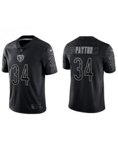 Men's Chicago Bears #34 Walter Payton Black Reflective Limited Stitched Football Jersey