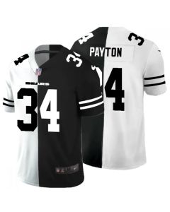 Men's Chicago Bears #34 Walter Payton Black & White Split Limited Stitched Jersey