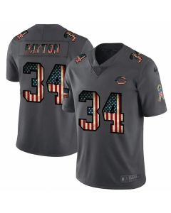 Men's Chicago Bears #34 Walter Payton Grey 2019 Salute To Service USA Flag Fashion Limited Stitched NFL Jersey