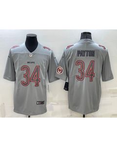 Men's Chicago Bears #34 Walter Payton Grey With Patch Atmosphere Fashion Stitched Jersey
