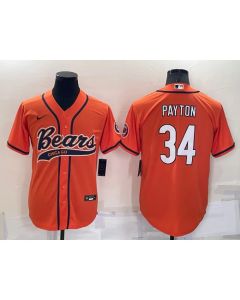 Men's Chicago Bears #34 Walter Payton Orange Cool Base Stitched Baseball Jersey