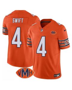 Men's Chicago Bears #4 D'Andre Swift Orange 2025 F.U.S.E. With VMH Patch Vapor Untouchable Limited Stitched Football Jersey
