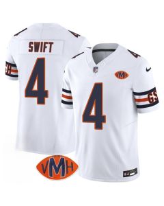 Men's Chicago Bears #4 D'Andre Swift White 2025 F.U.S.E. With VMH Patch Vapor Untouchable Limited Stitched Football Jersey