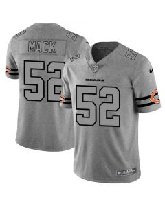 Men's Chicago Bears #52 Khalil Mack 2019 Gray Gridiron Team Logo Limited Stitched NFL Jersey