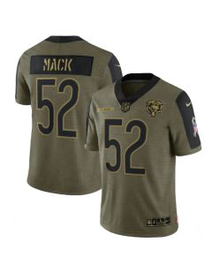 Men's Chicago Bears #52 Khalil Mack 2021 Olive Salute To Service Limited Stitched Jersey