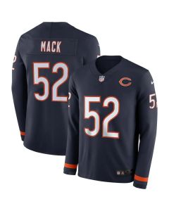 Men's Chicago Bears #52 Khalil Mack Navy Therma Long Sleeve Stitched NFL Jersey
