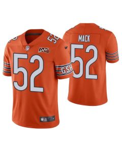Men's Chicago Bears #52 Khalil Mack Orange 2019 100th Season Limited Stitched NFL Jersey