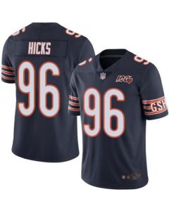 Men's Chicago Bears #96 Akiem Hicks Navy 2019 100th Season Limited Stitched NFL Jersey