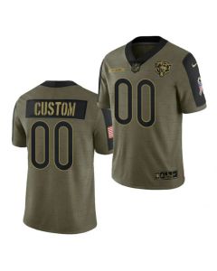 Men's Chicago Bears ACTIVE PLAYER Custom 2021 Olive Salute To Service Limited Stitched Jersey
