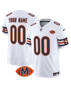Men's Chicago Bears Active Player Custom White 2025 F.U.S.E. With VMH Patch Vapor Untouchable Limited Stitched Football Jersey (White)