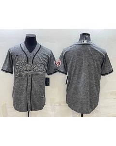 Men's Chicago Bears Blank Grey With Patch Cool Base Stitched Baseball Jersey