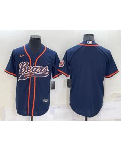 Men's Chicago Bears Blank Navy Cool Base Stitched Baseball Jersey