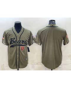 Men's Chicago Bears Blank Olive 2022 Salute To Service Cool Base Stitched Baseball Jersey