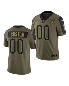 Men's Chicago Bears Customized 2021 Olive Salute To Service Limited Stitched Jersey