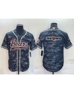 Men's Chicago Bears Grey Camo Team Big Logo With Patch Cool Base Stitched Baseball Jersey