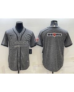 Men's Chicago Bears Grey Team Big Logo With Patch Cool Base Stitched Baseball Jersey
