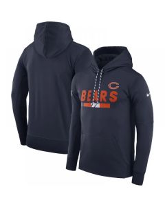 Men's Chicago Bears Navy Blue Sideline Team Name Performance Pullover Hoodie