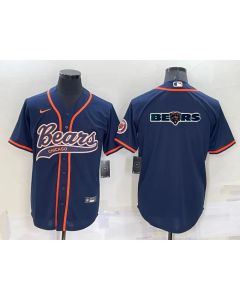Men's Chicago Bears Navy Team Big Logo With Patch Cool Base Stitched Baseball Jersey