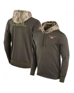 Men's Chicago Bears Olive Salute to Service Sideline Therma Pullover Hoodie