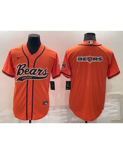 Men's Chicago Bears Orange Team Big Logo With Patch Cool Base Stitched Baseball Jersey