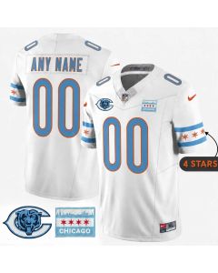 Men's Chicago Bears White City Edition With Chicago Flag Vapor F.U.S.E. Untouchable Limited Custom Jersey (White)