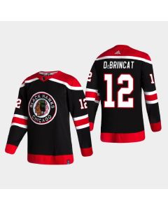 Men's Chicago Blackhawks #12 Alex DeBrincat 2020-21 Black Reverse Retro Stitched Jersey