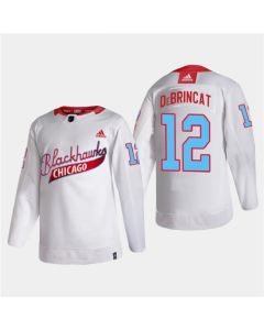 Men's Chicago Blackhawks #12 Alex DeBrincat 2022 Community Night White Stitched Jersey