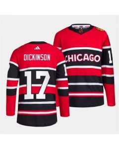 Men's Chicago Blackhawks #17 Jason Dickinson Red Black 2022-23 Reverse Retro Stitched Jersey