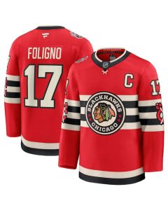 Men's Chicago Blackhawks #17 Nick Foligno Red 2024-25 Winter Classic Stitched Hockey Jersey