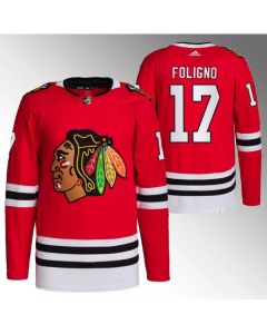 Men's Chicago Blackhawks #17 Nick Foligno Red Stitched Hockey Jersey
