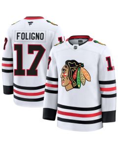 Men's Chicago Blackhawks #17 Nick Foligno White Away Premium Jersey