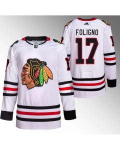 Men's Chicago Blackhawks #17 Nick Foligno White Stitched Hockey Jersey