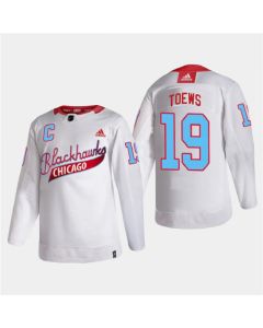 Men's Chicago Blackhawks #19 Jonathan Toews 2022 Community Night White Stitched Jersey