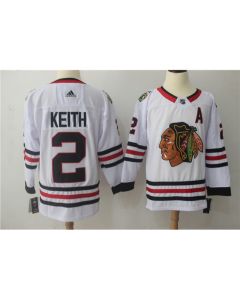 Men's Chicago Blackhawks #2 Duncan Keith White Stitched NHL Jersey