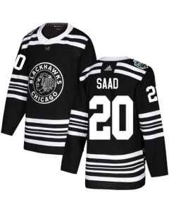 Men's Chicago Blackhawks #20 Brandon Saad Black 2019 Winter Classic Stitched NHL Jersey