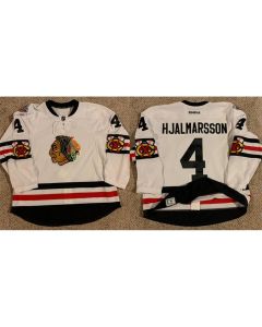 Men's Chicago Blackhawks #4 Niklas Hjalmarsson White Stitched Hockey Jersey