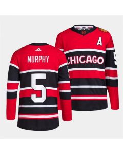 Men's Chicago Blackhawks #5 Connor Murphy Red Black 2022-23 Reverse Retro Stitched Jersey