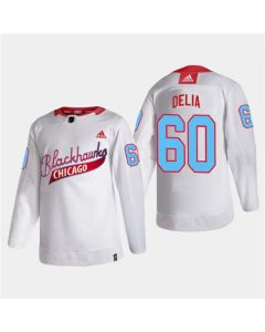 Men's Chicago Blackhawks #60 Collin Delia 2022 Community Night White Stitched Jersey