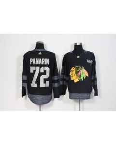 Men's Chicago Blackhawks #72 Artemi Panarin Black 1917-2017 100th Anniversary Stitched NHL Jersey