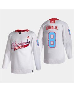Men's Chicago Blackhawks #8 Dominik Kubalik 2022 Community Night White Stitched Jersey