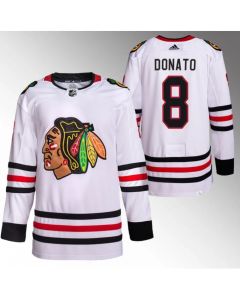 Men's Chicago Blackhawks #8 Ryan Donato White Stitched Hockey Jersey