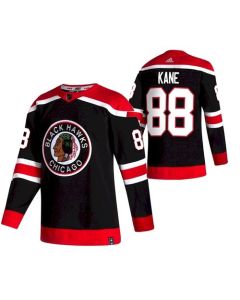 Men's Chicago Blackhawks #88 Patrick Kane 2020-21 Black Reverse Retro Stitched Jersey