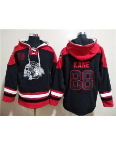 Men's Chicago Blackhawks #88 Patrick Kane Black Ageless Must-Have Lace-Up Pullover Hoodie