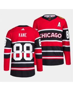 Men's Chicago Blackhawks #88 Patrick Kane Red Black 2022-23 Reverse Retro Stitched Jersey